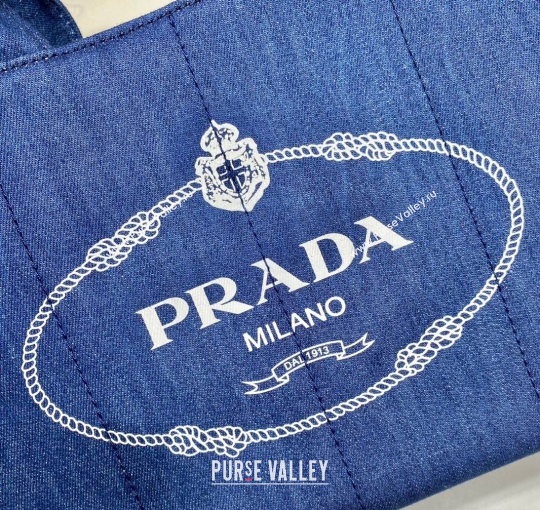 Prada Printed Fabric Tote Bag Denim Blue 2025 1BG439 (YZ-250929009)