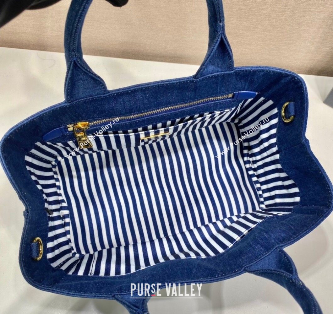 Prada Printed Fabric Tote Bag Denim Blue 2025 1BG439 (YZ-250929009)