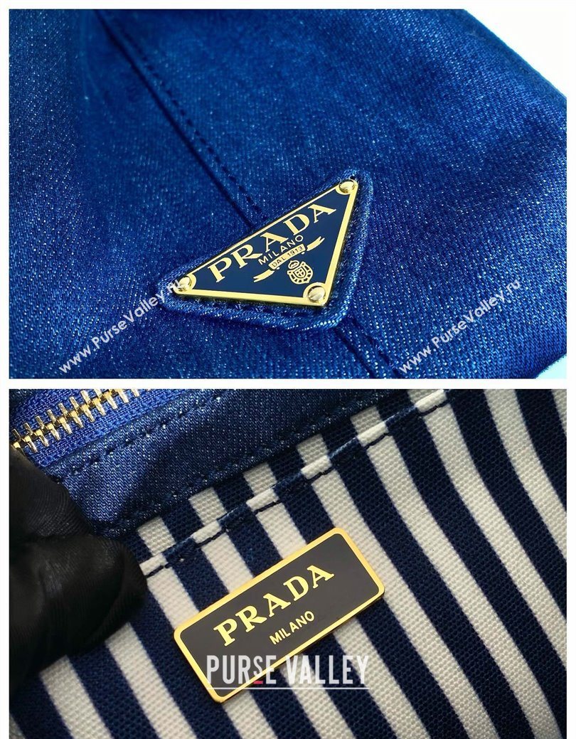 Prada Printed Fabric Tote Bag Denim Blue 2025 1BG439 (YZ-250929009)