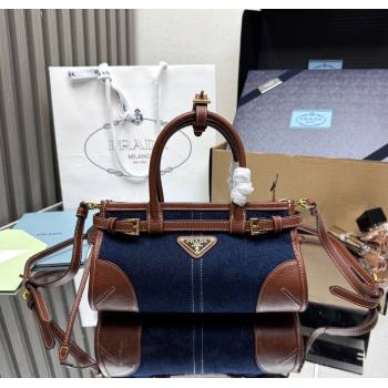 Prada Bonnie small denim handbag Blue/Brown 2025 1BA486 (YZ-250927028)