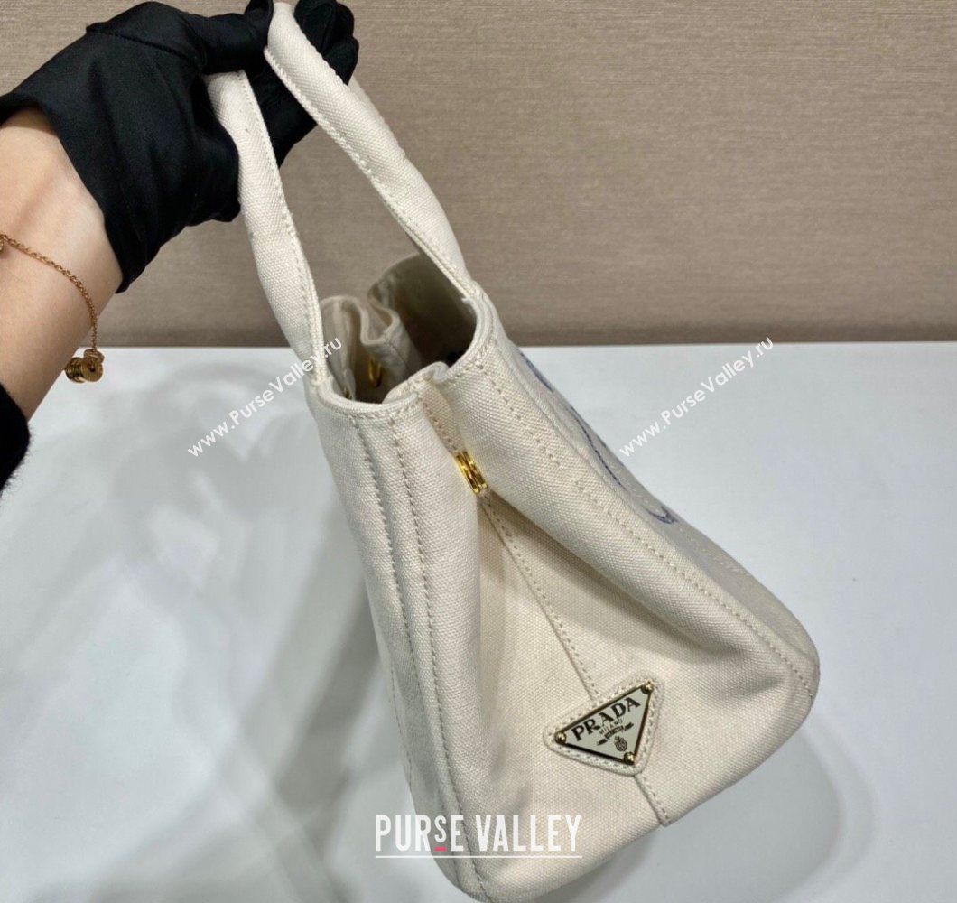 Prada Printed Fabric Tote Bag White 2025 1BG439 (YZ-250929010)