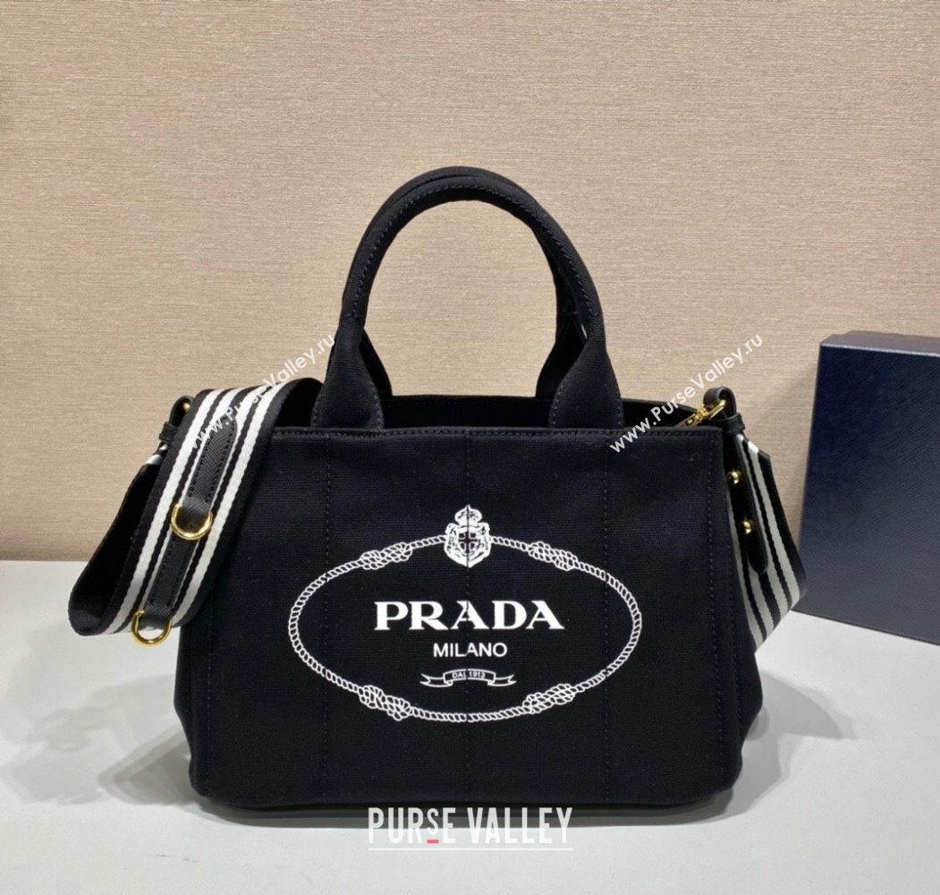 Prada Printed Fabric Tote Bag Black 2025 1BG439 (YZ-250929011)