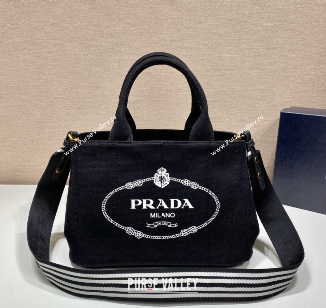 Prada Printed Fabric Tote Bag Black 2025 1BG439 (YZ-250929011)