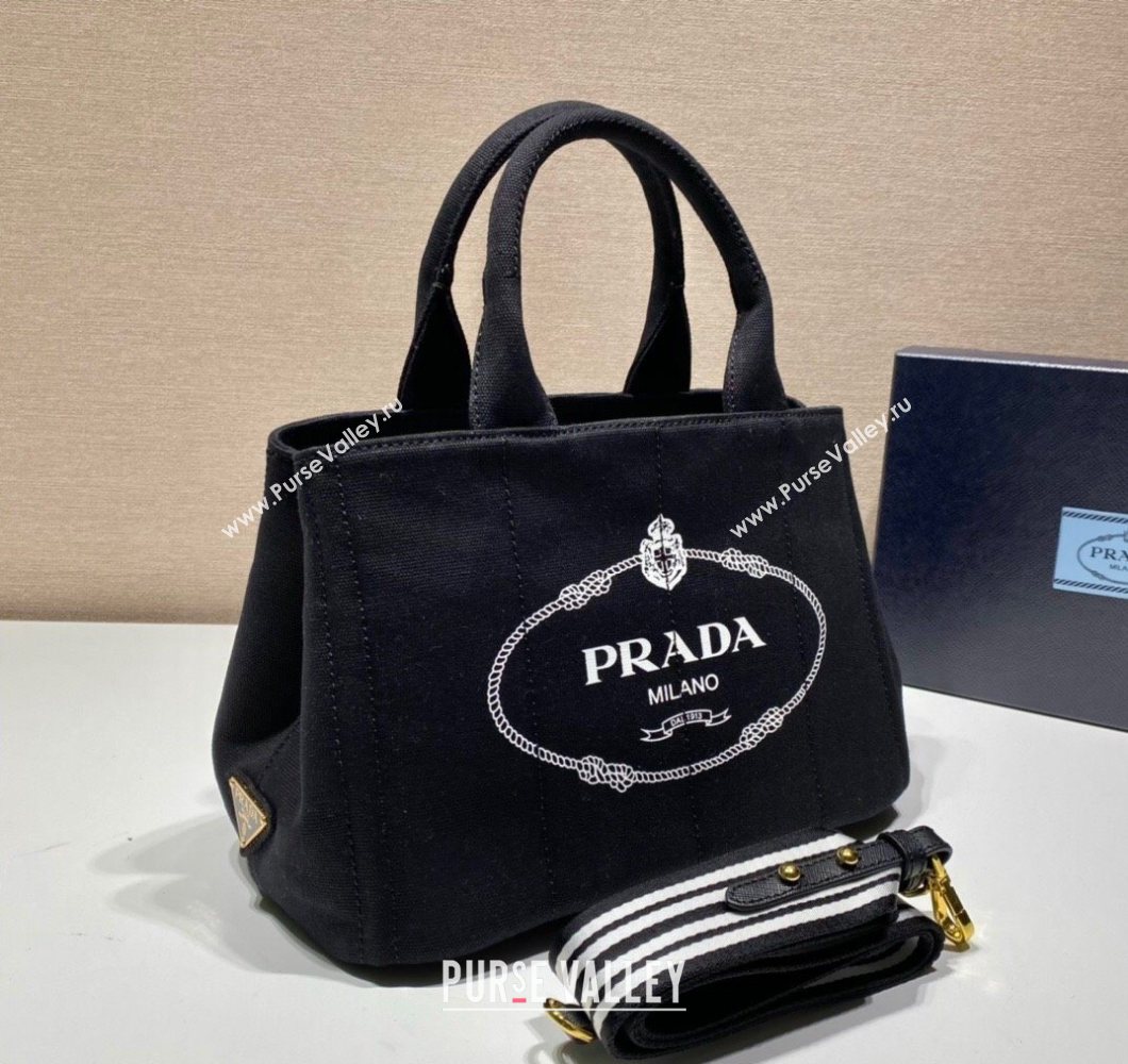 Prada Printed Fabric Tote Bag Black 2025 1BG439 (YZ-250929011)