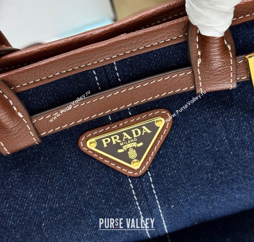 Prada Bonnie small denim handbag Blue/Brown 2025 1BA486 (YZ-250927028)