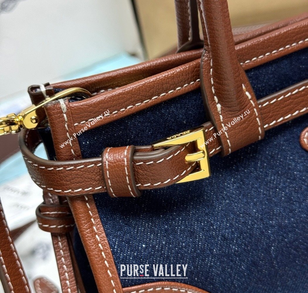 Prada Bonnie small denim handbag Blue/Brown 2025 1BA486 (YZ-250927028)