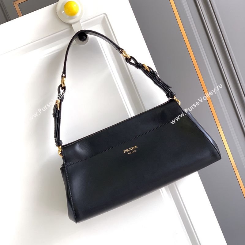 Prada Enchaîne medium leather bag Black 2025 1BC262 (YZ-250927029)