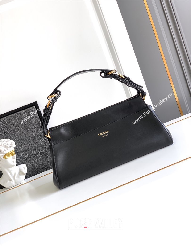 Prada Enchaîne medium leather bag Black 2025 1BC262 (YZ-250927029)