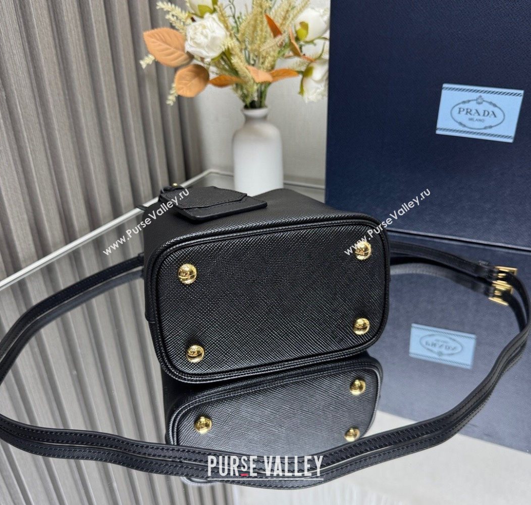 Prada Panier mini Saffiano leather bucket bag Black/Red 2025 1BA217 (YZ-250929012)