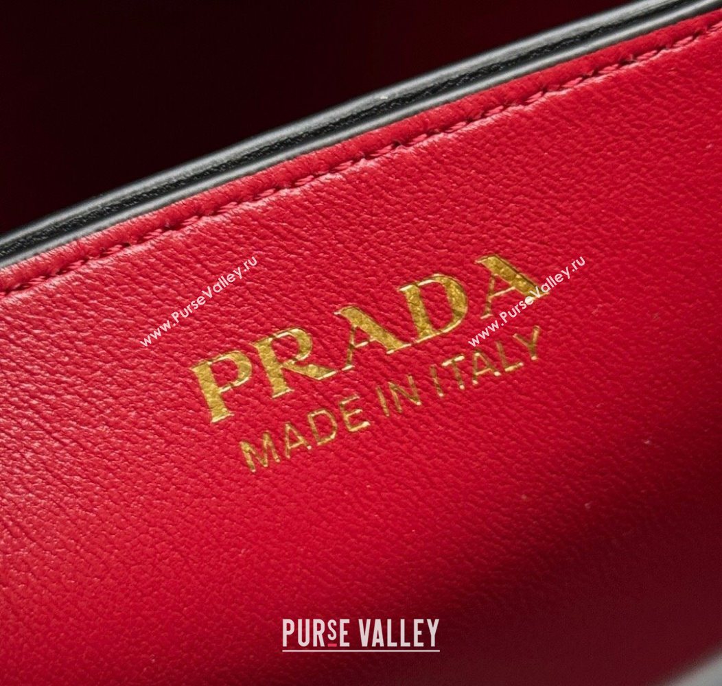 Prada Panier mini Saffiano leather bucket bag Black/Red 2025 1BA217 (YZ-250929012)