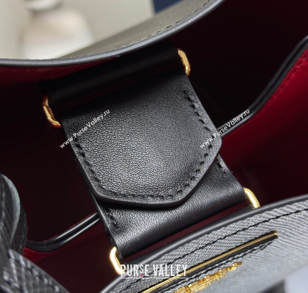 Prada Panier mini Saffiano leather bucket bag Black/Red 2025 1BA217 (YZ-250929012)
