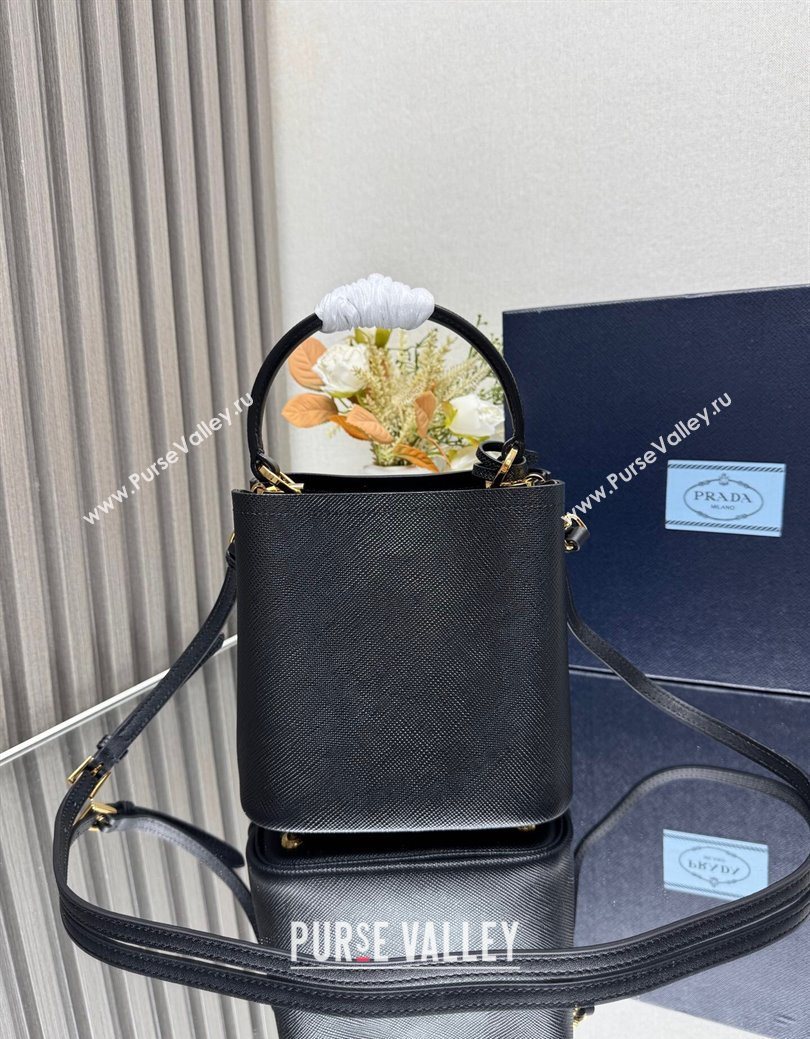 Prada Panier mini Saffiano leather bucket bag Black2 2025 1BA217 (YZ-250929018)