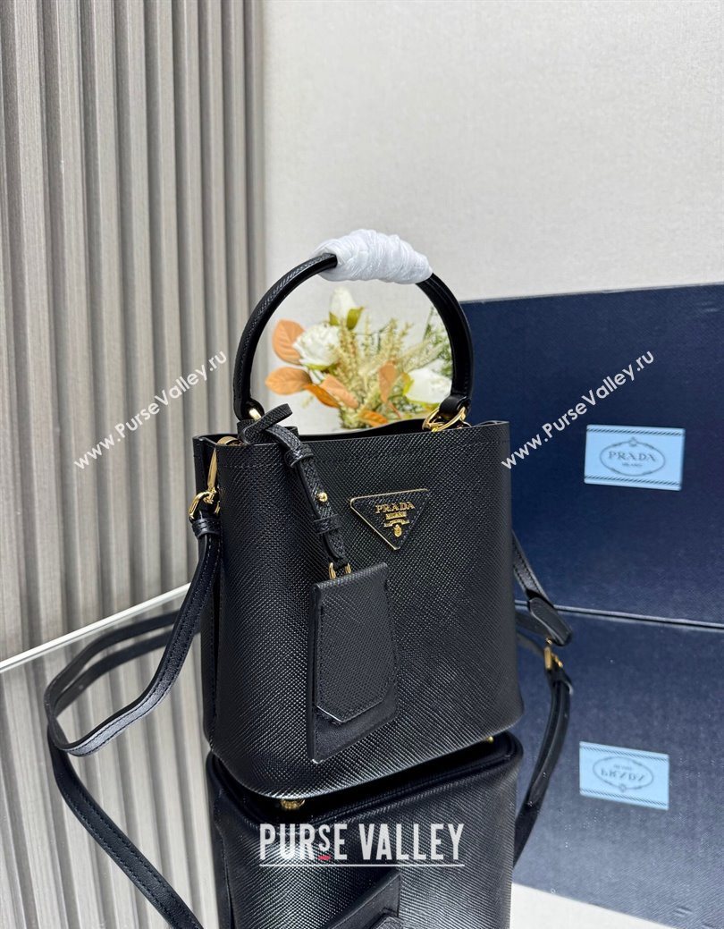 Prada Panier mini Saffiano leather bucket bag Black2 2025 1BA217 (YZ-250929018)