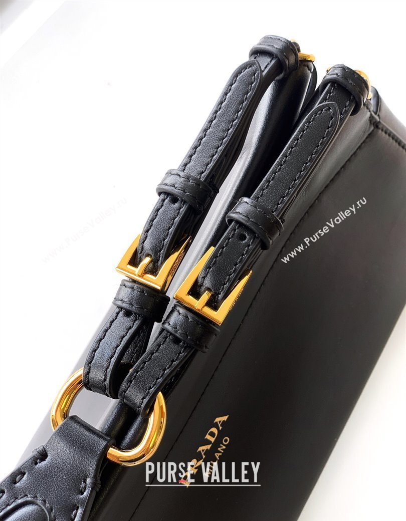 Prada Enchaîne medium leather bag Black 2025 1BC262 (YZ-250927029)