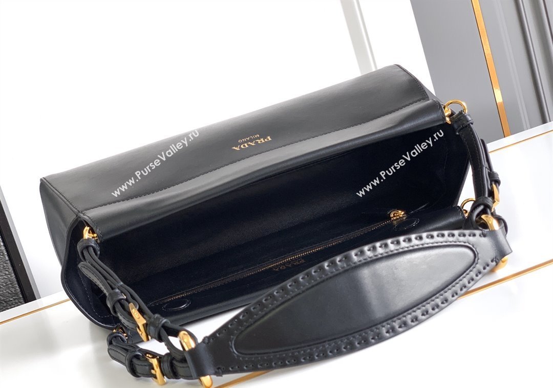 Prada Enchaîne medium leather bag Black 2025 1BC262 (YZ-250927029)