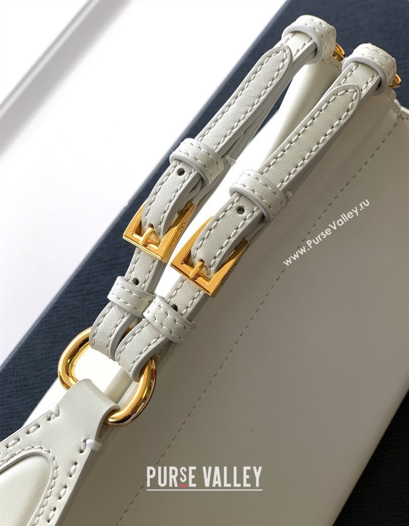 Prada Enchaîne medium leather bag White 2025 1BC262 (YZ-250927030)