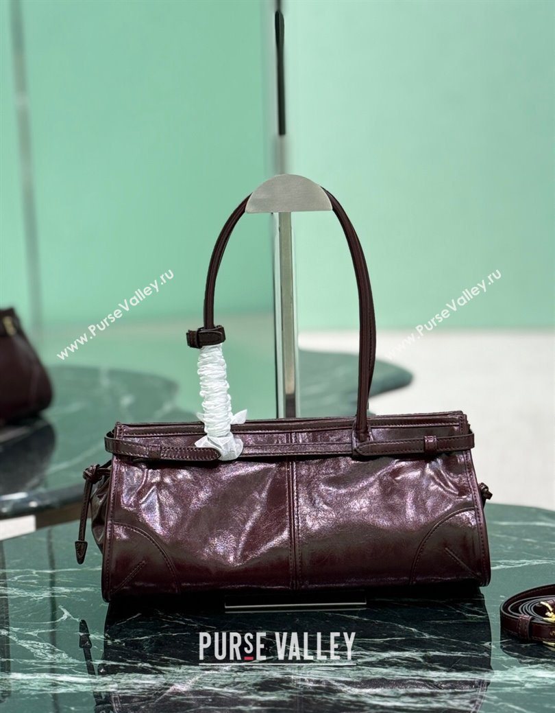 Prada Bonnie medium leather handbag Burgundy 2025 1BA426 (YZ-250929030)
