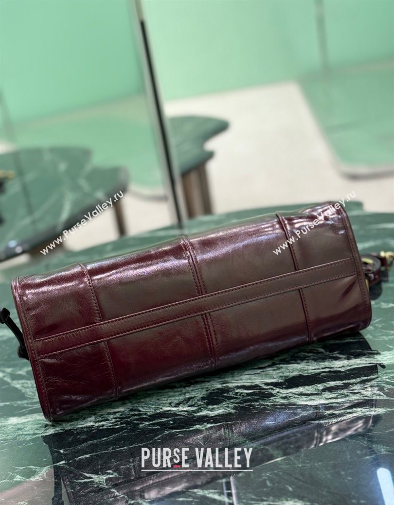 Prada Bonnie medium leather handbag Burgundy 2025 1BA426 (YZ-250929030)