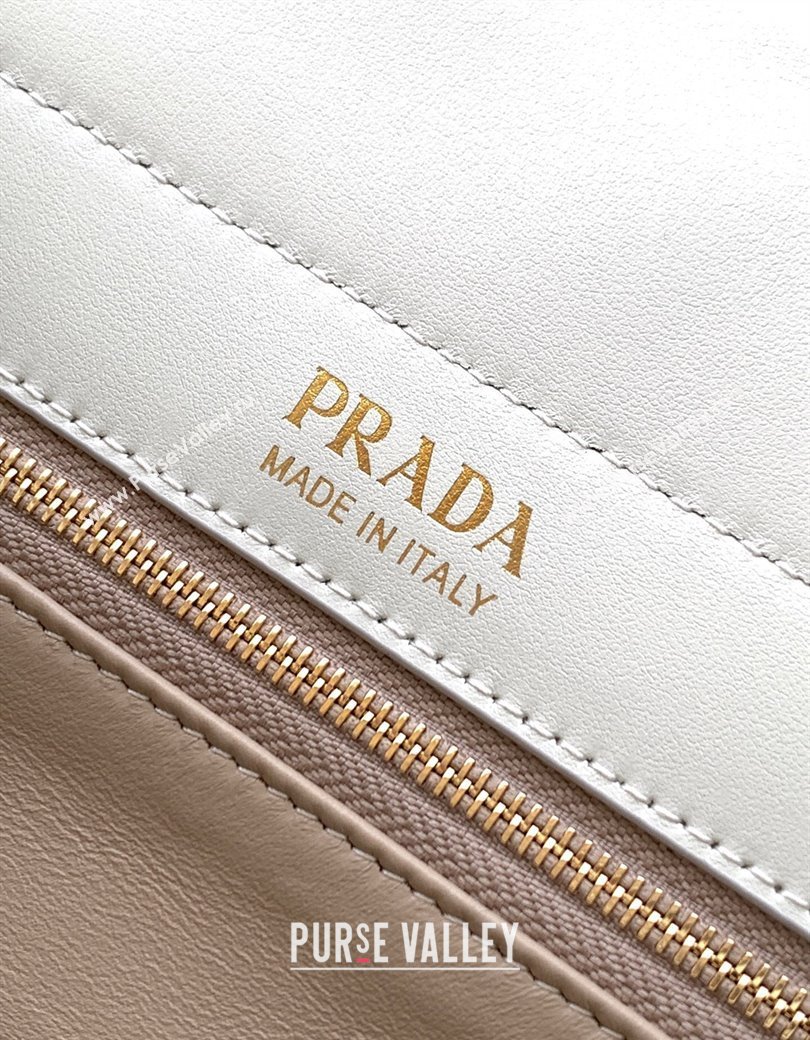 Prada Enchaîne medium leather bag White 2025 1BC262 (YZ-250927030)