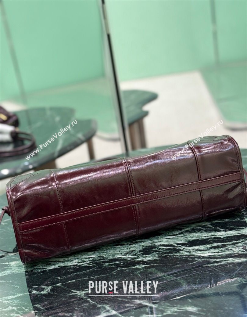 Prada Bonnie large leather handbag 1BA433 Burgundy 2025 (YZ-250929031)