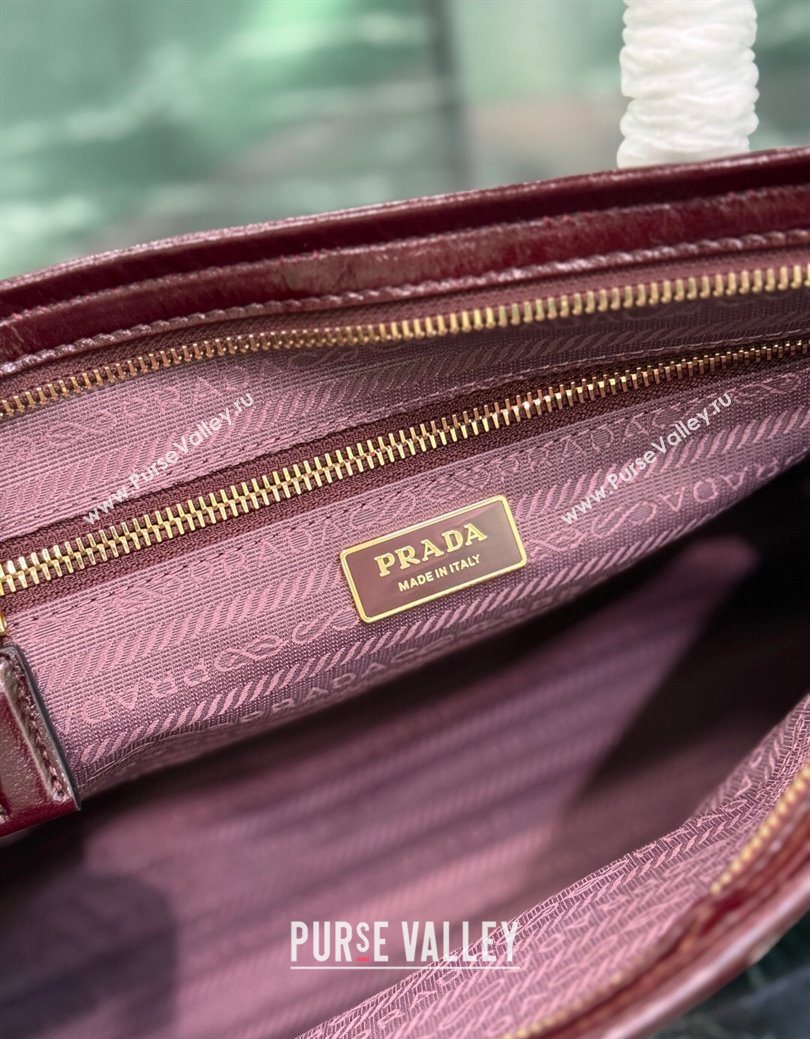 Prada Bonnie large leather handbag 1BA433 Burgundy 2025 (YZ-250929031)