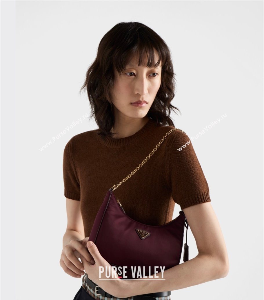 Prada Re-Edition 2005 Re-Nylon Bag 1BH204 Burgundy 2025 (YZ-250929033)