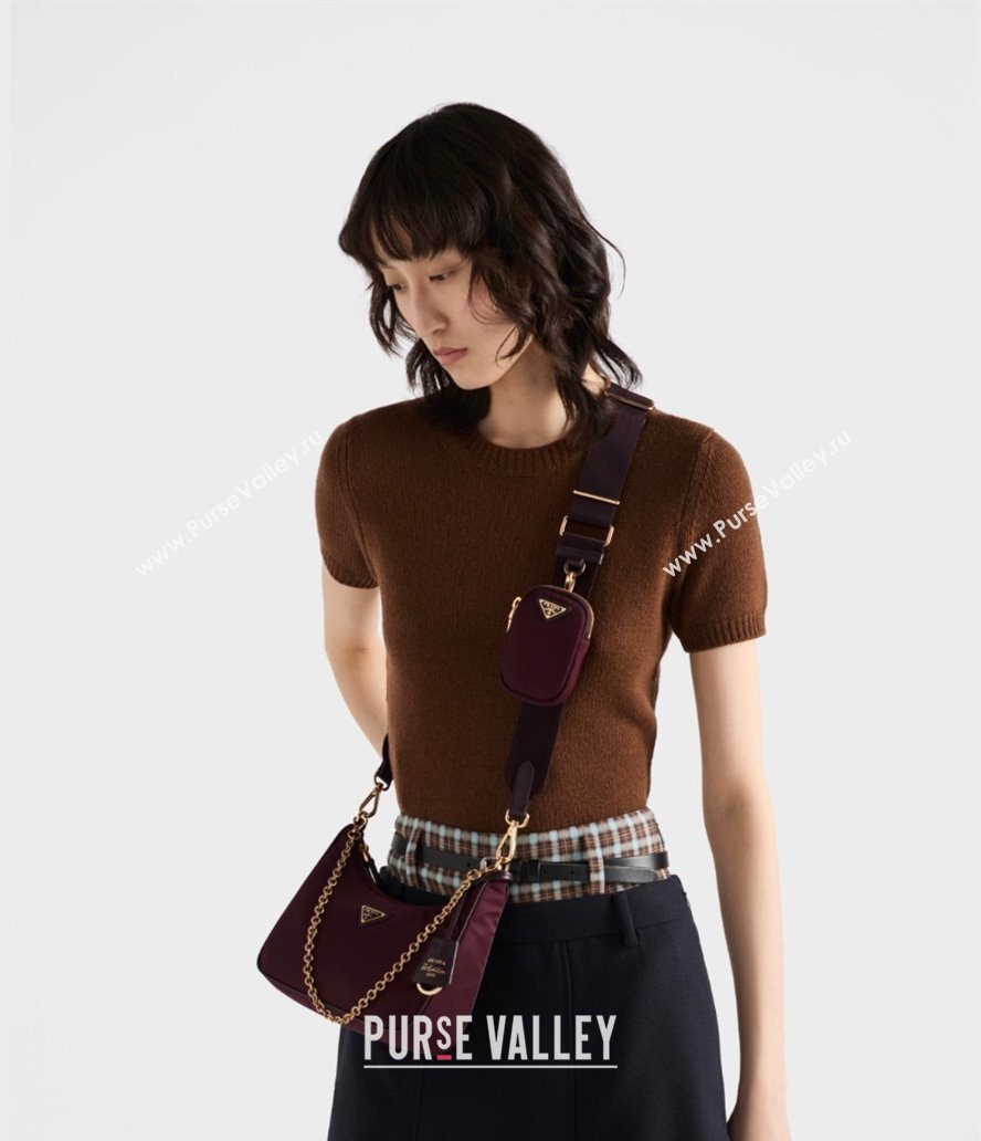 Prada Re-Edition 2005 Re-Nylon Bag 1BH204 Burgundy 2025 (YZ-250929033)