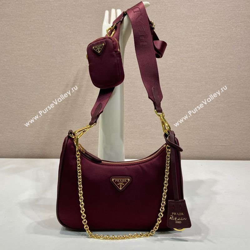 Prada Re-Edition 2005 Re-Nylon Bag 1BH204 Burgundy 2025 (YZ-250929033)