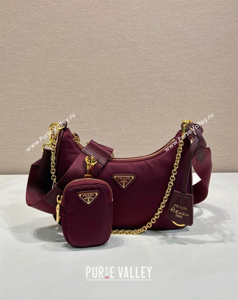Prada Re-Edition 2005 Re-Nylon Bag 1BH204 Burgundy 2025 (YZ-250929033)