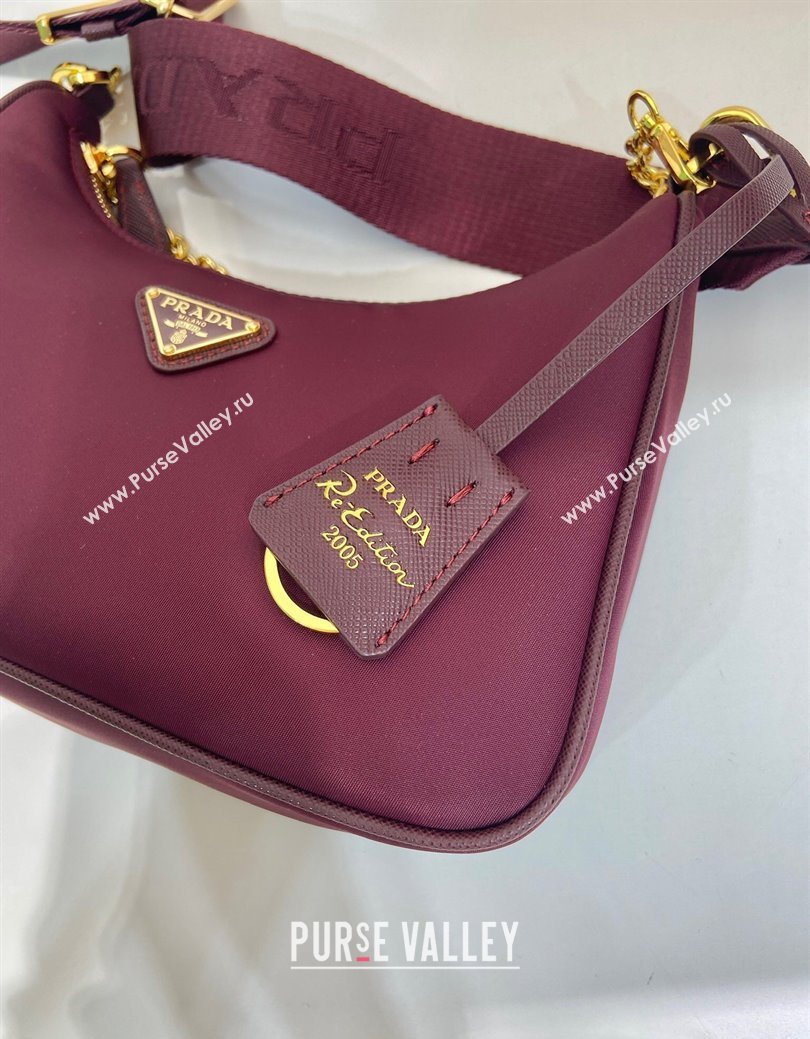 Prada Re-Edition 2005 Re-Nylon Bag 1BH204 Burgundy 2025 (YZ-250929033)