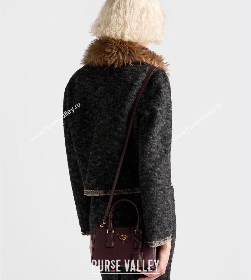 Prada Galleria mini Saffiano leather bag Burgundy 2025 1BA916 (YZ-250929035)