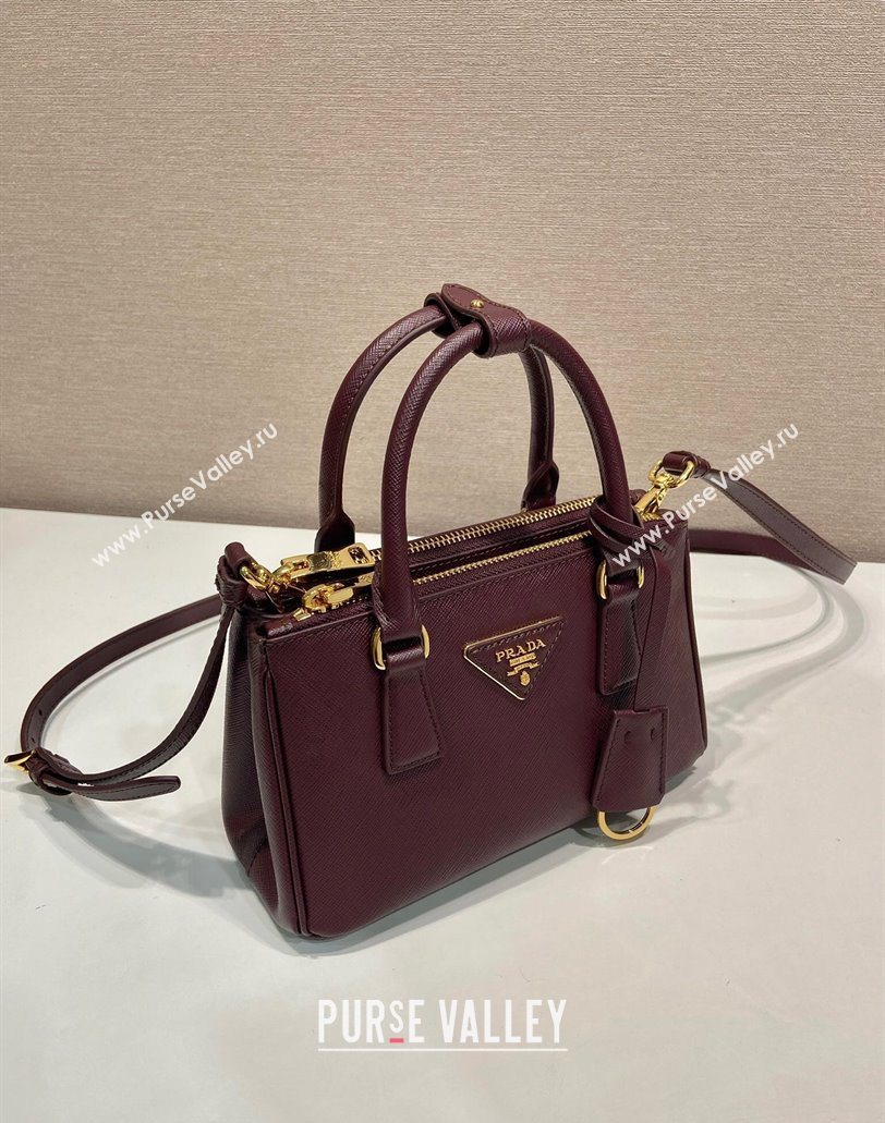 Prada Galleria mini Saffiano leather bag Burgundy 2025 1BA916 (YZ-250929035)