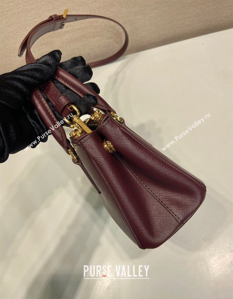 Prada Galleria mini Saffiano leather bag Burgundy 2025 1BA916 (YZ-250929035)