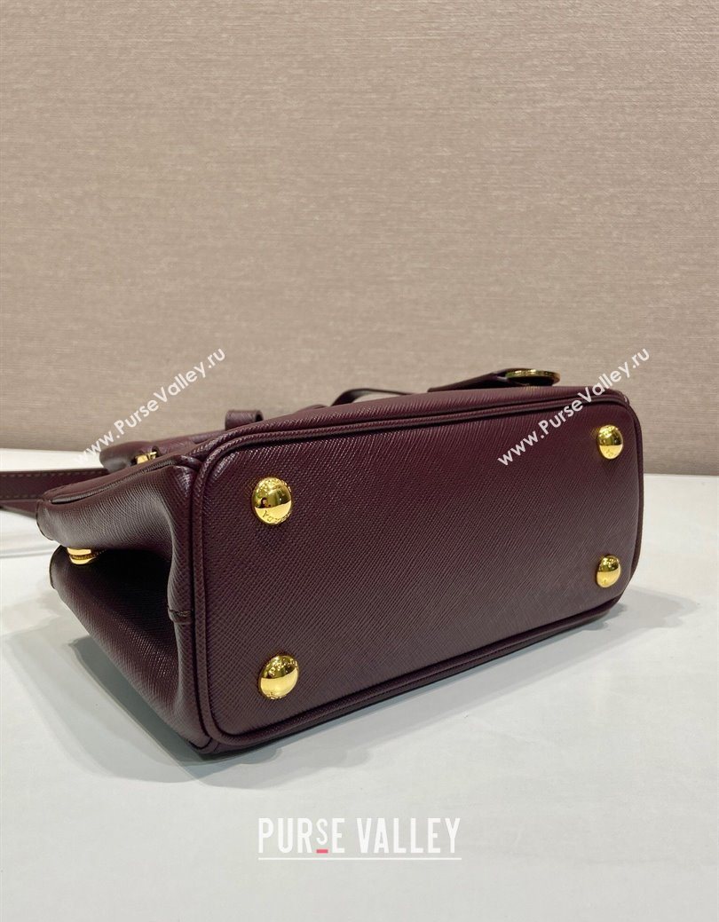 Prada Galleria mini Saffiano leather bag Burgundy 2025 1BA916 (YZ-250929035)