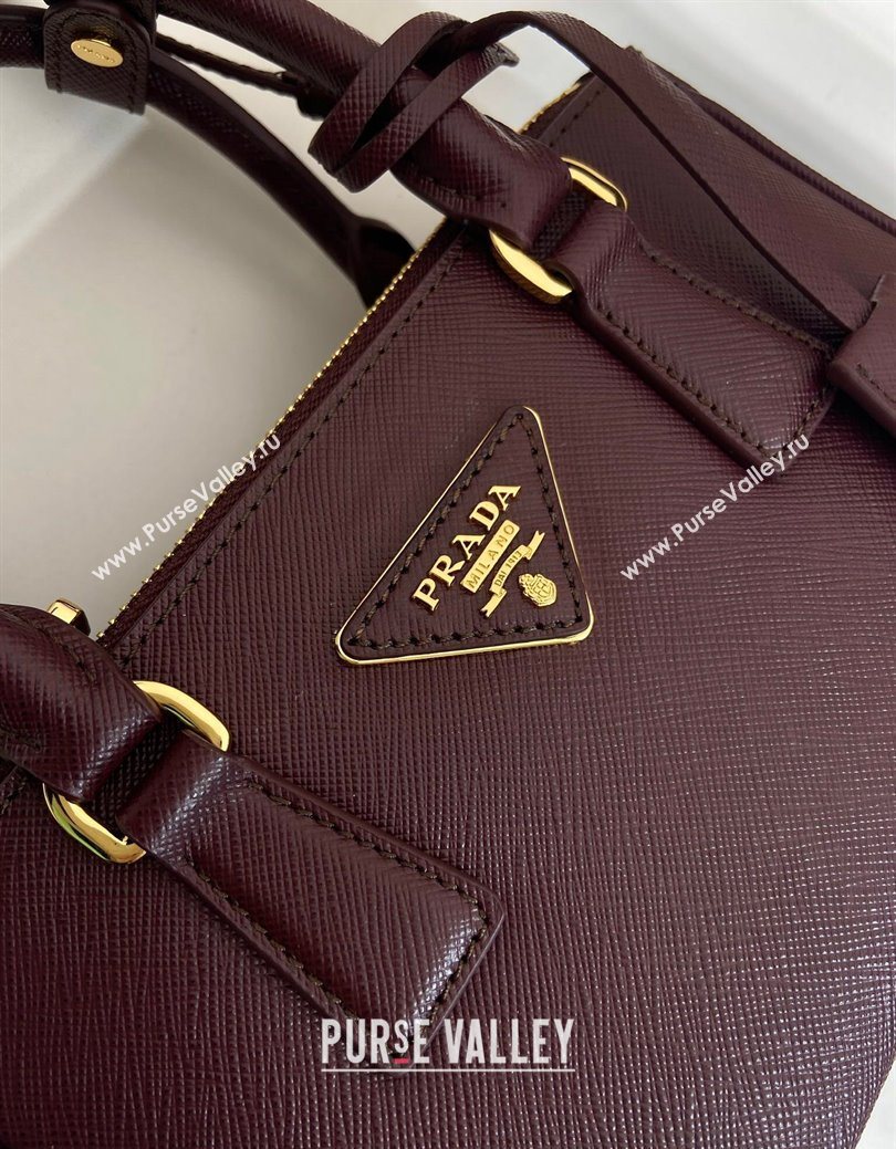Prada Galleria mini Saffiano leather bag Burgundy 2025 1BA916 (YZ-250929035)