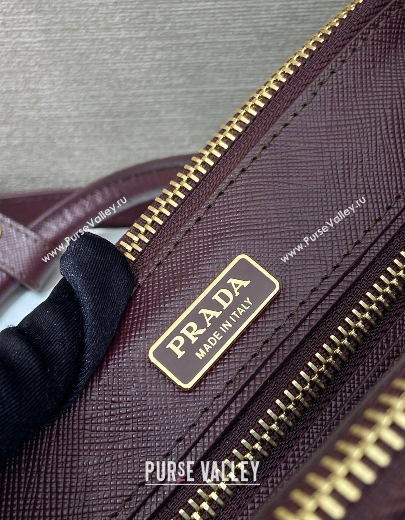 Prada Galleria mini Saffiano leather bag Burgundy 2025 1BA916 (YZ-250929035)