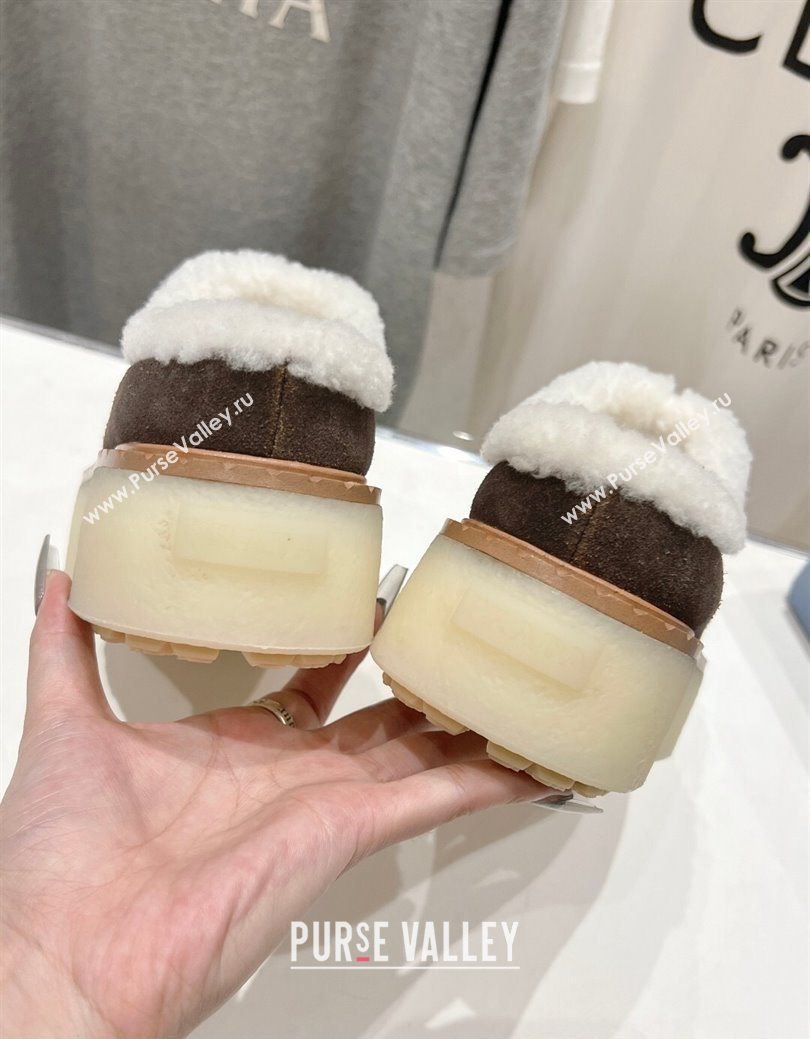 Prada Suede and Wool Platform Mules Dark Brown 2025 1S715N (MD-251027007)