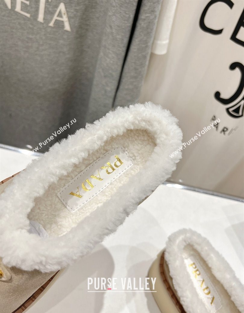 Prada Suede and Wool Platform Mules Beige 2025 1S715N (MD-251027008)
