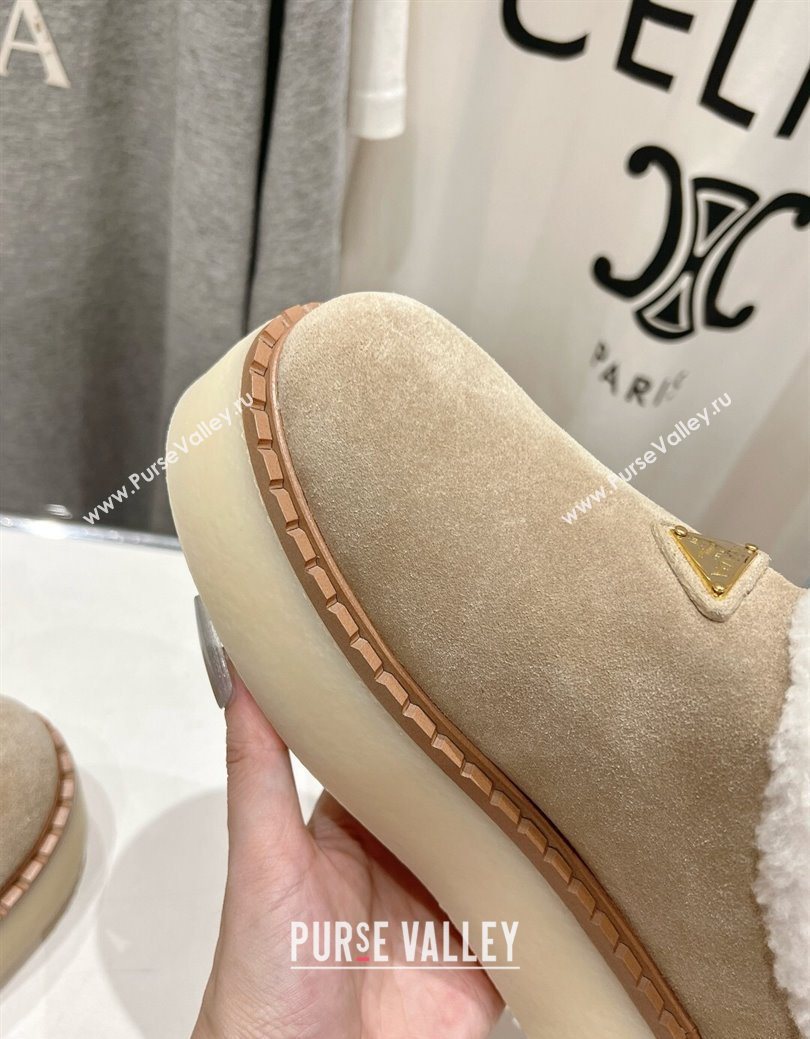 Prada Suede and Wool Platform Mules Beige 2025 1S715N (MD-251027008)