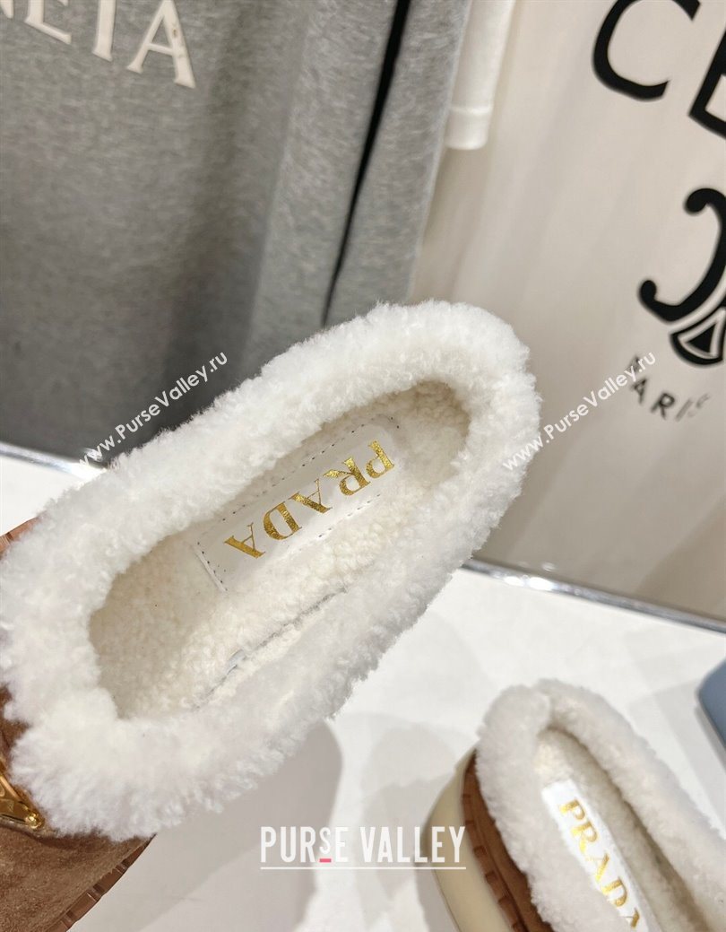 Prada Suede and Wool Platform Mules Brown2 2025 1S715N (MD-251027010)