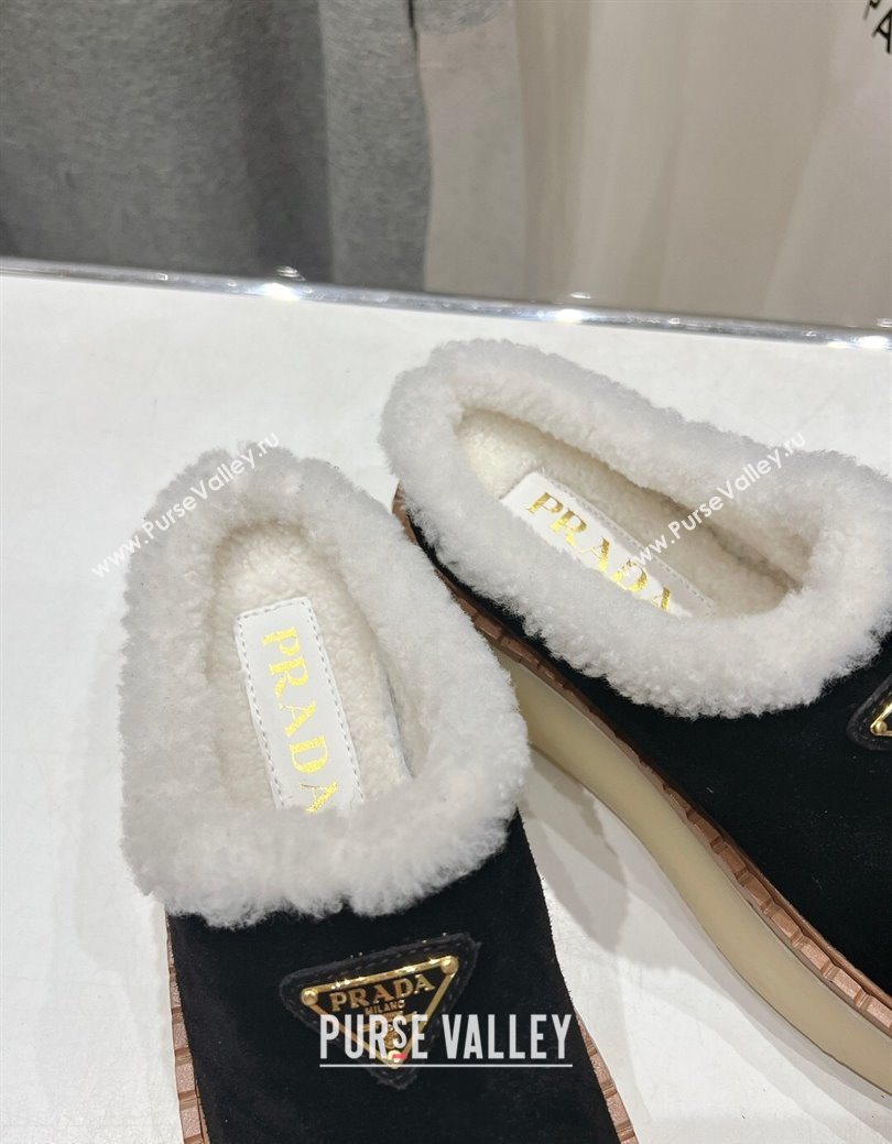 Prada Suede and Wool Platform Mules Black 2025 1S715N (MD-251027011)