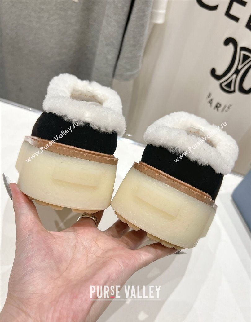 Prada Suede and Wool Platform Mules Black 2025 1S715N (MD-251027011)