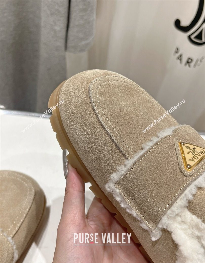Prada Suede and Shearling Slippers Beige 2025 PR101107 (MD-251027003)