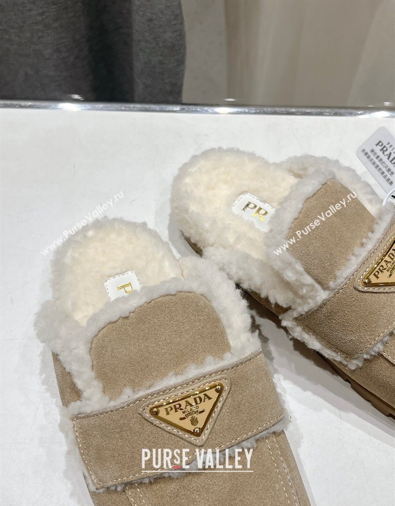 Prada Suede and Shearling Slippers Beige 2025 PR101107 (MD-251027003)