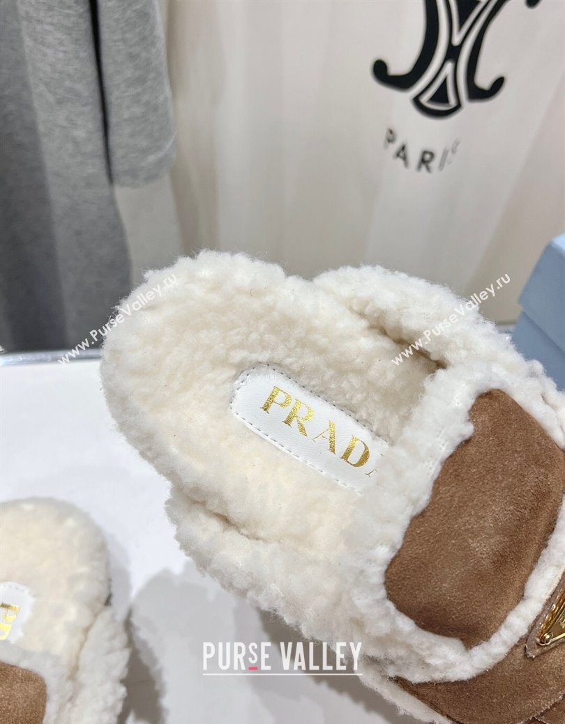 Prada Suede and Shearling Slippers Brown2 2025 PR101107 (MD-251027005)