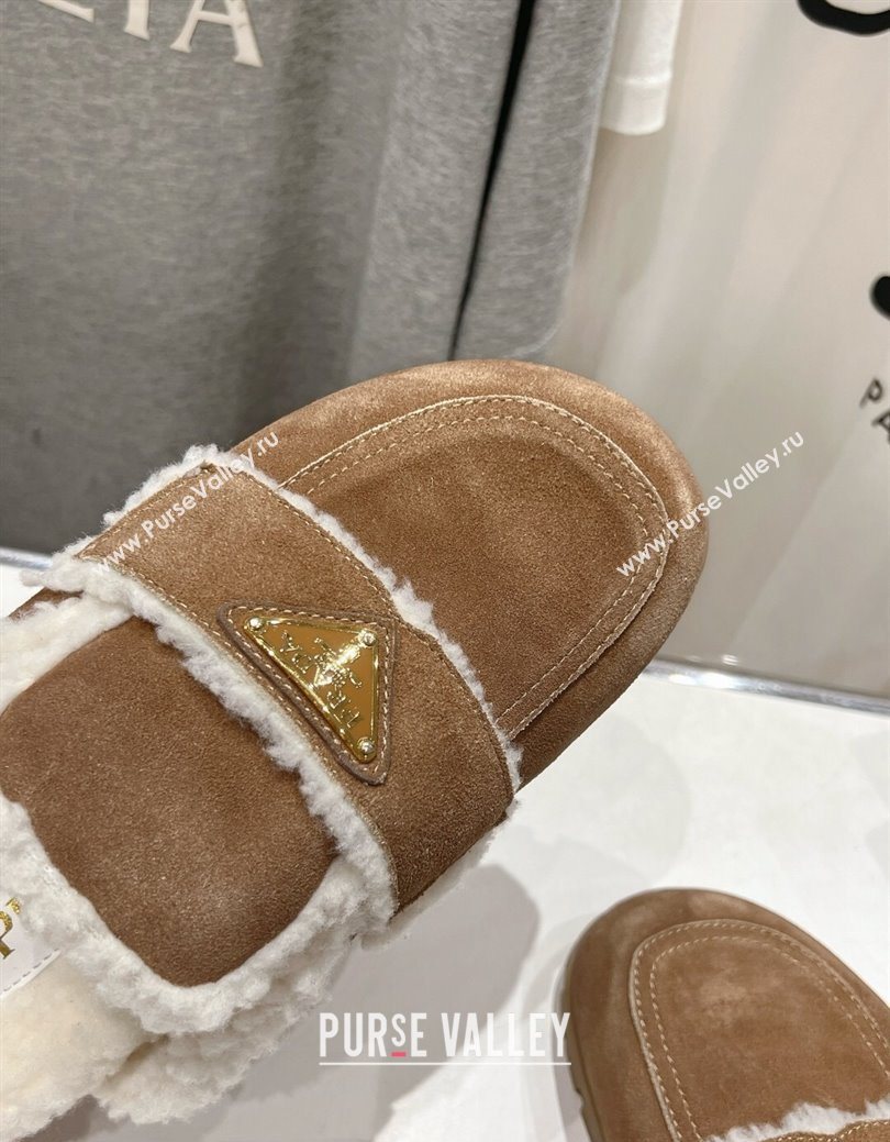 Prada Suede and Shearling Slippers Brown2 2025 PR101107 (MD-251027005)