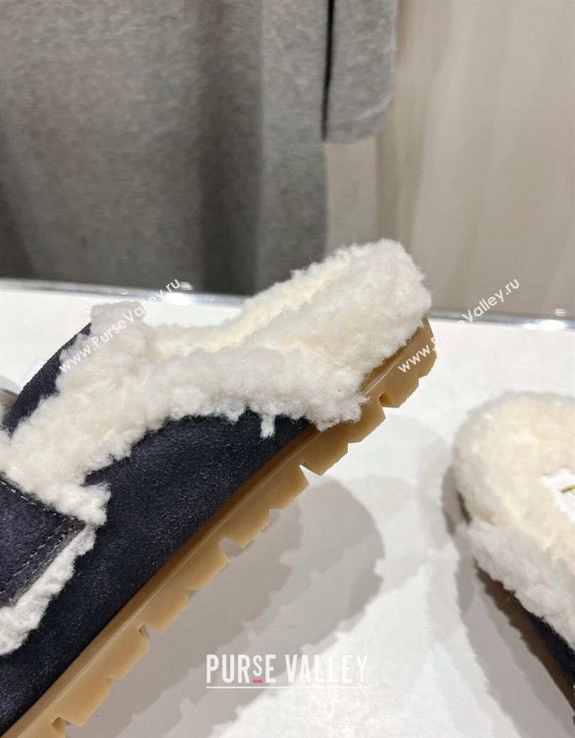 Prada Suede and Shearling Slippers Dark Grey 2025 PR101107 (MD-251027006)