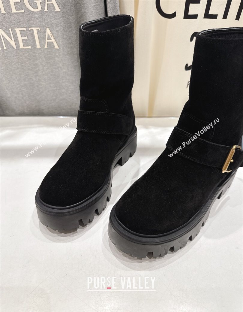 Prada Suede Platform Booties 5cm with Buckle Black 2025 1U187O (MD-251027067)