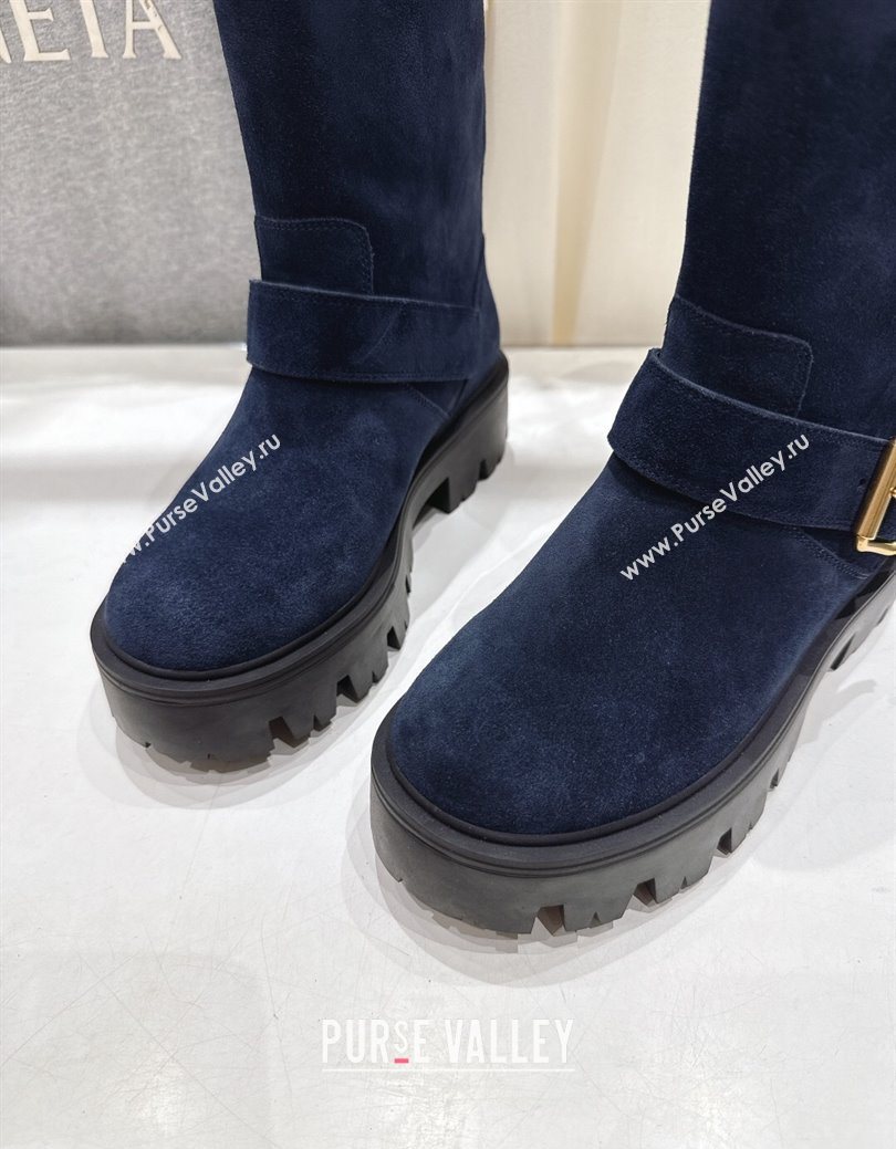 Prada Suede Platform Booties 5cm with Buckle Blue 2025 1U187O (MD-251027069)