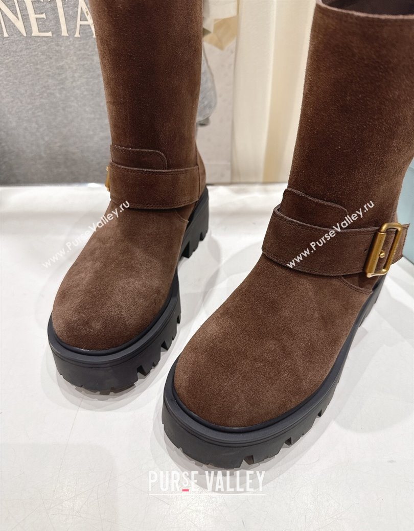 Prada Suede Platform Booties 5cm with Buckle Brown2 2025 1U187O (MD-251027071)